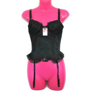 plus size black vintage corset bra size 36c 38c garters lingerie new